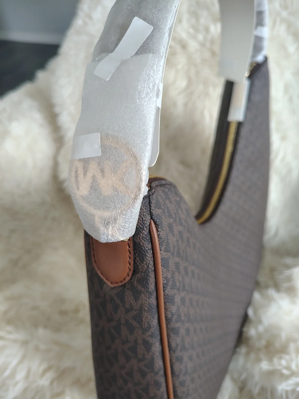 Michael Kors Nayla Brown Monogram Shlder Hobo with Wallet Set NWT